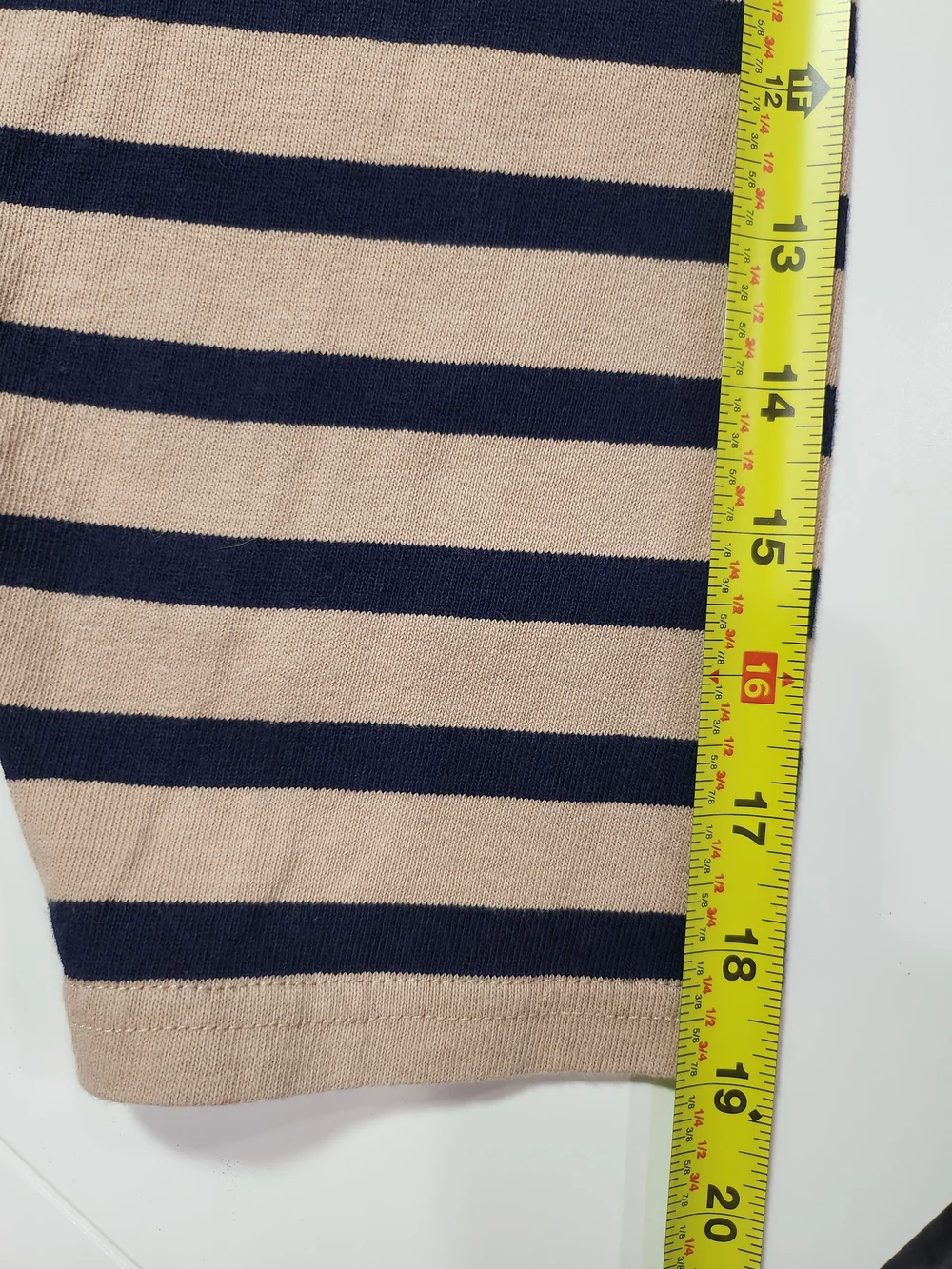 J.Crew Striped Boatneck Top Beige Navy Blue 100% Cotton Size L